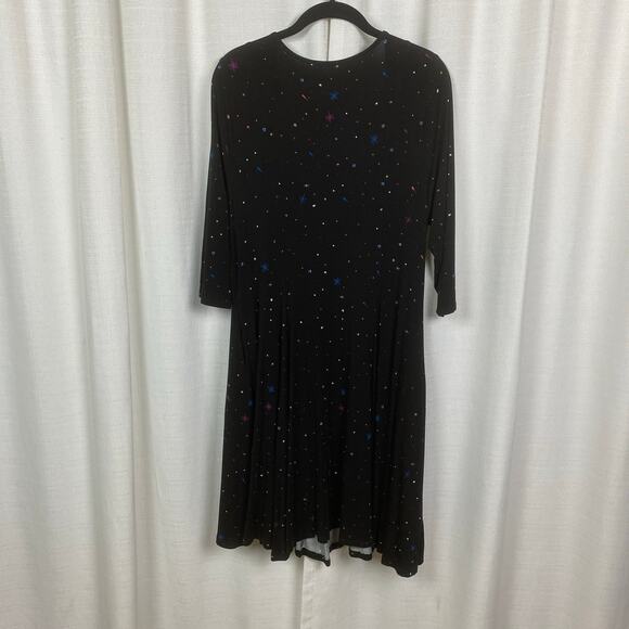 Torrid Super Soft Black Star Print Skater Mini Dress Sz.1 - Picture 13 of 16